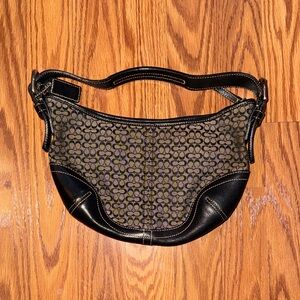 Classic Coach leather Black & Gray Women's Shoulder Bag